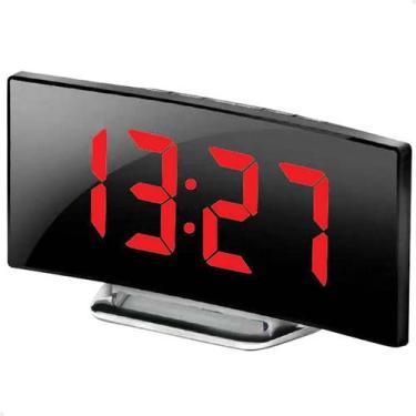 Imagem de Relógio Digital Led Lorben Alarme Curvado Espelhado Mesa de Cabeçeira 