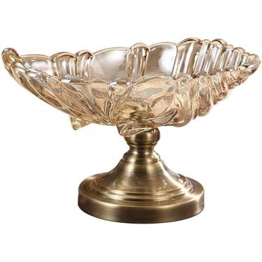 Imagem de Fruteira De Vidro, Cesta De Frutas Com Base De Metal, Bandeja De Exibição Para Pão De Frutas E Vegetais, Grande Armazenamento, Copper