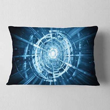Imagem de Designart Fractal 3D Deep Blue Spiral' Contemporâneo Lombar Sala de estar, Sofá, Travesseiro + Capa de almofada impressa em ambos os lados 30 x 50 cm