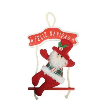 Imagem de Enfeite Pendente Papai Noel C/ Placa Feliz Natal No Balanço - D Presen
