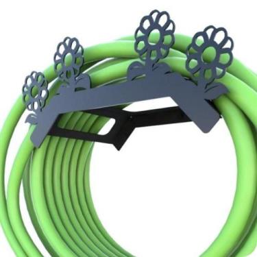 Imagem de Suporte Enrolador De Mangueira De Jardim Flor Preto - MetalCromo