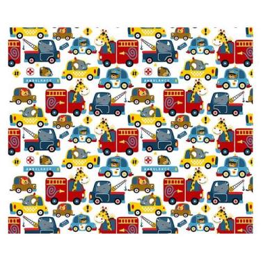 Imagem de Papel de Parede Adesivo Infantil Animais Carros Quarto Menino - 715pcm