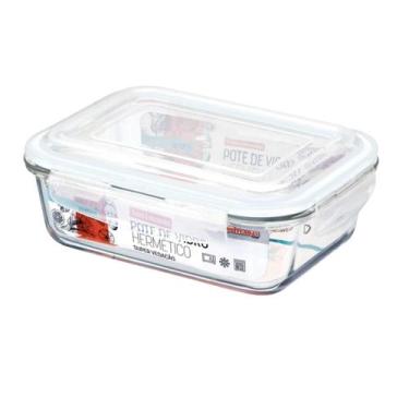 Imagem de Pote Vidro Hermético Marmita Tampa Plástico 640Ml - Wellmix