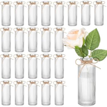 Imagem de Ninehaoou 24 Vasos de botão para centros de mesa, vasos de botão transparente de 13 cm a granel, mini vaso de flores de vidro para mesa, arranjos florais vintage, decoração de mesa de festa de