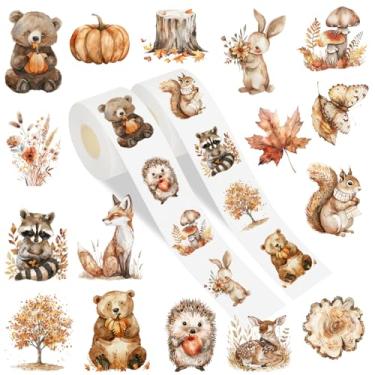 Imagem de FYSUIMU 1000 peças de adesivos de animais da floresta outono aquarela floresta animal adesivos autoadesivos para envelope selo scrapbook saco de cartão lembrancinhas de festa