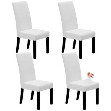 Imagem de Capas para cadeiras de jantar Easy-Going Stretch, conjunto de 4 branca