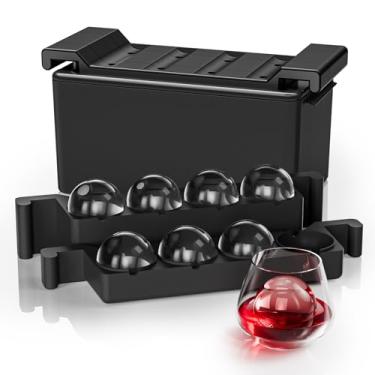 Imagem de Máquina de fazer bolas de gelo transparente, molde de bola de gelo com 8 cavidades para uísque, máquina de gelo de esfera redonda de 5 cm, presentes ideais para pai, namorado, chefe, homens que têm