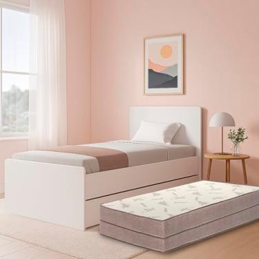 Imagem de Cama Solteiro MDF Premium com Estrutura Reforçada, Cama Auxiliar Funcional e 2 Colchões D33 Super Confortáveis