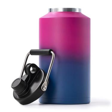 Imagem de Kerilyn Jarro de galão isolado com alça, 3,5 litros, aço inoxidável de 3,628 g, garrafa de água grande a vácuo duplo para bebidas quentes e frias, boca larga, à prova de suor, ótima para viagens