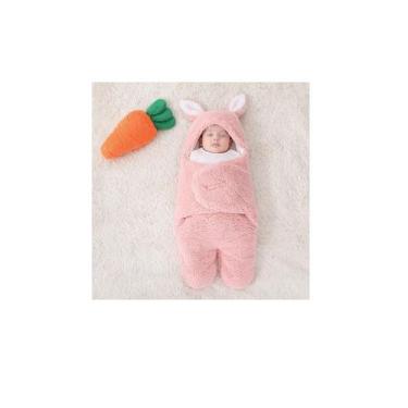 Imagem de Saco de cobertor de bebê com orelhas de coelho para rosa de inverno de