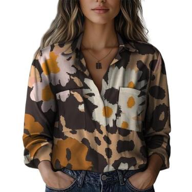 Imagem de Blusa Domirica Business Shirts Feminina Plus Size Floral 5GG