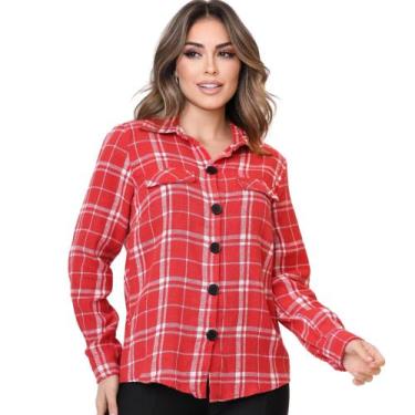 Imagem de Camisa Feminina Xadrez Festa Junina Manga Longa  Look Caipira Tradicio
