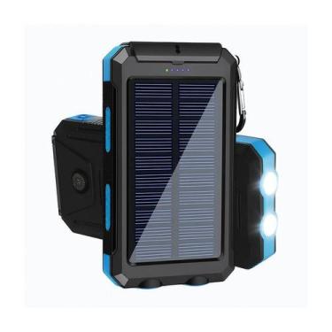 Imagem de Carregador com Painel Solar Portátil Azul Power Bank 10.000 mAh Usb Ti