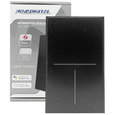 Imagem de Interruptor Inteligente NovaDigital Topázio 4x2 Zigbee 3.0 Full Touch Switch Tuya Smart Life Compatível Alexa Google Home Preto ou Branco (Preto (3 Botões))
