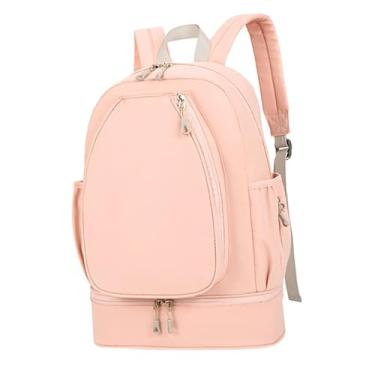 Imagem de kowaku Bolsa de tênis com compartimento para sapatos, mochila com bolso lateral, mochila de ginástica para badminton ao ar livre, Rosa