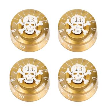 Imagem de Banworks Botões de controle de guitarra dos anos 60 puxadores métricos de 18 estrias de 6 mm (15/64 polegadas) 2 tons e 2 botões de velocidade de volume cartola superior para guitarras elétricas