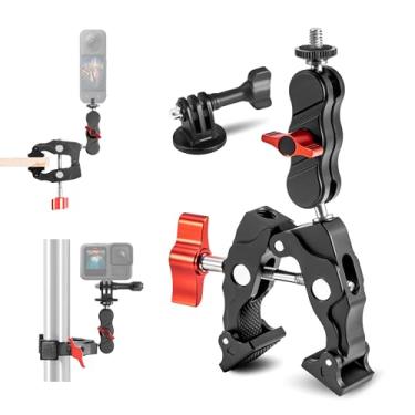 Imagem de Suporte de câmera com braçadeira para Gopro Hero 13/12/11, suporte de tripé de metal para motocicleta adaptador de rosca de 1/10.2 cm para DJI Osmo Action 5 pro/4/osmo Pocket 3 DSLR para Insta360 X4