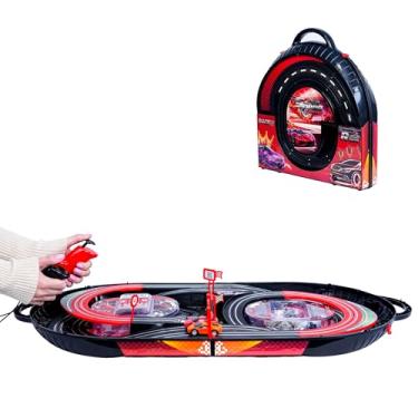 Imagem de Pista de Corrida Crazy Railcars, 94x44cm, 2 Carrinhos e Controles, com Maleta de Transporte