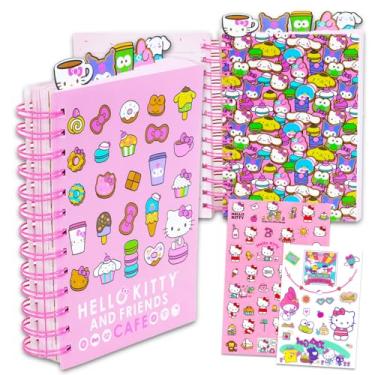 Imagem de Conjunto de diário Hello Kitty and Friends – Pacote de cadernos de café com adesivos de aba e diário Plus, decalques | Presentes de material escolar Hello Kitty