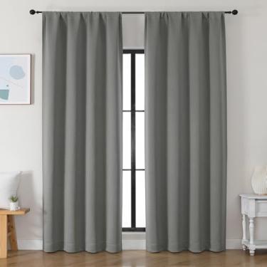 Imagem de Simplebrand Ava Cortinas blackout cinza claro para quarto 224 cm de comprimento, conjunto de 2 painéis, cortinas blackout para sala de estar com economia de energia sólida, L 127 x C 224 cm, cinza