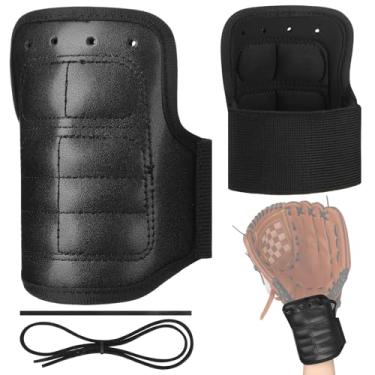 Imagem de Soulchen Protetor de pulso de beisebol com alça de proteção de couro para luva de apanhador de mão direita e esquerda para acessórios de beisebol adulto