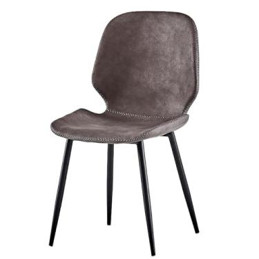 Imagem de Cadeira de jantar contemporânea de couro PU com pernas de metal - várias cores disponíveis (cinza escuro vintage)