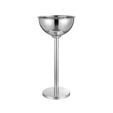 Imagem de balde de vinho Balde de gelo para vinho, festa em casa, bar, balde vertical, aço inoxidável, champanhe, engrossado, área externa, bacia Refrigerador de cerveja(Silver)