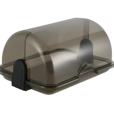 Imagem de Porta Pão de Acrílico Retangular Fumê Premium – 31x20,5x13cm | Tampa Basculante | Moderno e Resistente