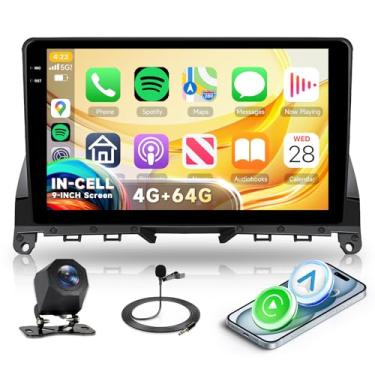 Imagem de Rádio automotivo Android 4G 64G para Mercedes Benz C-Class C180 C200 C230 C250 C300 C350 W204 S204 2006-2011 sem fio CarPlay Android Auto, tela sensível ao toque de 9 polegadas, Bluetooth, GPS, WiFi