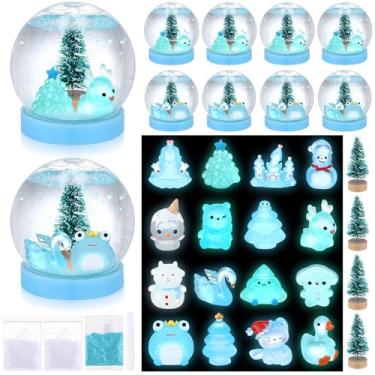Imagem de Chunful 10 conjuntos de globos de neve de inverno para crianças, faça seus próprios globos de neve de Natal, faça você mesmo, globos de plástico luminosos, artes para meninos e meninas, decoração de