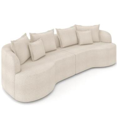 Imagem de Sofá 4 Lugares Orgânico Sala De Estar Living 270cm Ekos K01 Bouclê Cru