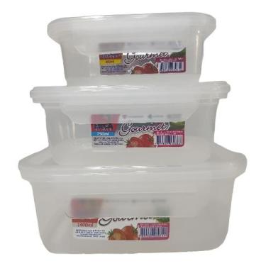 Imagem de Kit 3 Pote Marmita Pmg Com Travas Microondas Freezer Caixa - ERCAPLAST