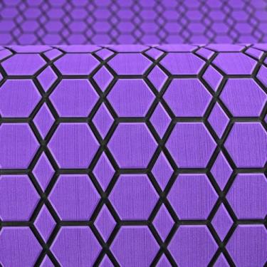 Imagem de KT GuoMei 94,5 x 43,78 cm com padrões de diamantes e hexágonos EVA autoadesivo para barco, deck de barco, tapete antiderrapante para decorar piscina de iate, etc. (diamantes e hexágonos, roxo e preto