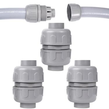 Imagem de Aandxmok (3 peças) Conector NPT 2.5 cm líquido direito, conduíte flexível de PVC, conector de extremidade dupla, reto de 180 graus, conector de conduíte bidirecional, acessórios de conduíte elétrico