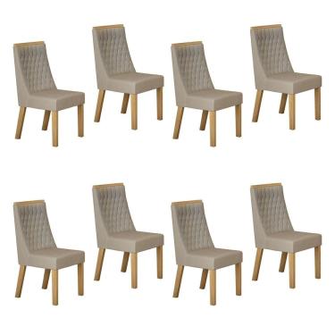 Imagem de Conjunto 8 Cadeiras para Sala de Jantar Luna Bege