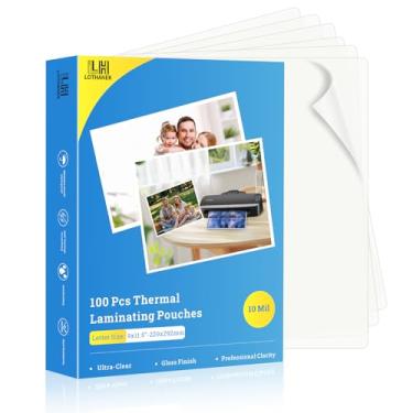 Imagem de Pacote com 100 bolsas de laminação térmica de 10 mil, 22 x 29 cm folhas de laminação transparente, compatibilidade de tamanho amplo, suprimentos de laminação de escritório para carta, foto, cartão e