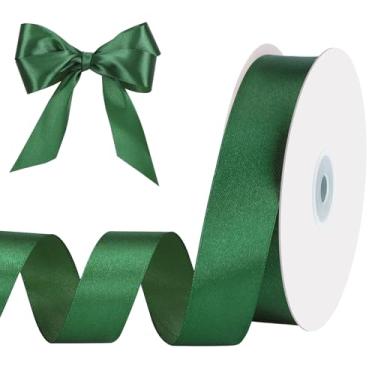 Imagem de Fita verde escura, fita de Natal de 2,5 cm, fitas de cetim verde-esmeralda, 50 metros para embrulhar presentes, laços, artesanato, árvore de Natal, decorações de Natal