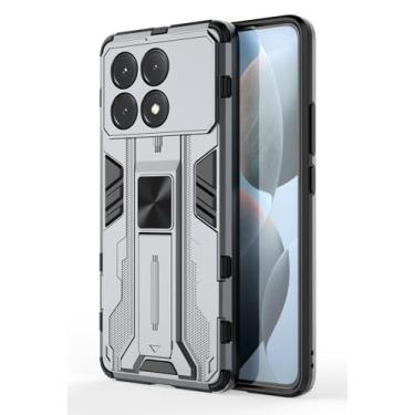 Imagem de SORAKA Capa para Xiaomi POCO X6 Pro 5G com suporte Capa de proteção resistente para Xiaomi POCO X6 Pro 5G Capa com placa de metal para suporte magnético para carro Capa Silm Fit