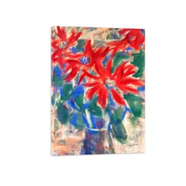 Imagem de Flores Pintura em tela Famosa Pintura Reprodução-Quadros para sala de estar-Flores vermelhas 4-Pôster pronto para pendurar 50x70cm Tela Embrulhada