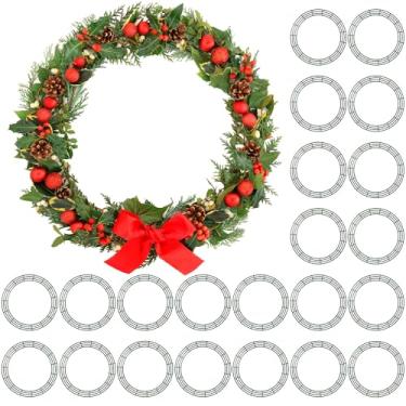 Imagem de Aodaer Pacote com 24 grinalda de arame de 76 cm moldura de Natal verde escuro guirlanda de arame redondo de metal faça você mesmo floral artesanato grinalda de arame para Halloween, Ano Novo, Natal