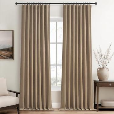 Imagem de Cortinas extra longas personalizadas de 105 polegadas, cortinas blecaute 100% para clima de quarto, isolamento térmico, cancelamento de ruído, plissado, fita adesiva, gancho, aba traseira, RustBrown