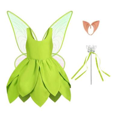 Imagem de Fantasia Kosgraiy Tinkerbell para meninas com asas e orelhas de elfo 8