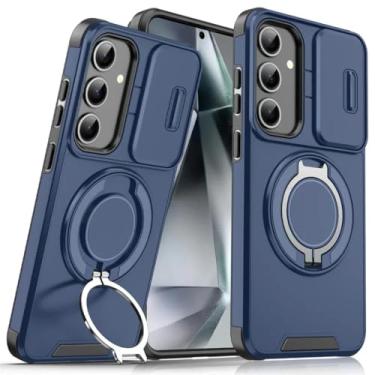 Imagem de Capa protetora com suporte magnético Armor para Samsung Galaxy A56 A55 A36 A35 A16 A15 A54 Note 20 Ultra Slide com proteção para câmera à prova de choque (para Samsung A16/azul marinho)