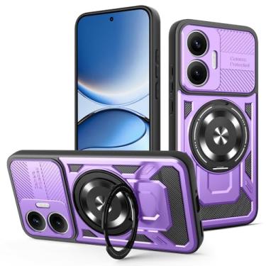 Imagem de Kukoufey Capa compatível com REDMI Turbo 4 Pro, compatível com Xiaomi Poco F7 5G, compatível com MagSafe, suporte magnético giratório de 360 graus, capa de telefone antirqueda roxa