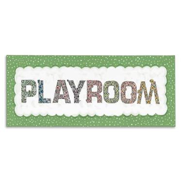 Imagem de Stupell Industries Arte de parede de tela para sala de jogos com borda verde, design de Jennifer Stith, 33 x 30