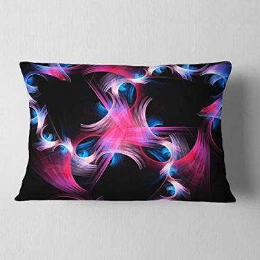 Imagem de Designart roxo azul flores fractais floral sala de estar lombar, sofá, almofada + capa de almofada impressa em ambos os lados 30,48 cm x 50,8 cm