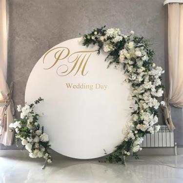 Imagem de ZLHETWT Capa de fundo redonda, capa de arco circular para decoração de festa de aniversário e banquete de casamento (branca, 7,2 m)
