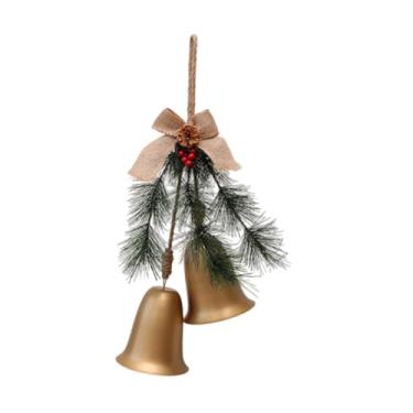 Imagem de Fenteer Enfeite de sino de Natal, pingente, decoração de Natal, árvore de Natal, enfeite pendurado para parede, quintal, janela, jardim, restaurante, Sino de Ouro