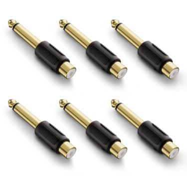 Imagem de VCE Adaptador de áudio RCA para 1/4", conector mono macho de 6,35 mm para conectores RCA fêmea, pacote com 6
