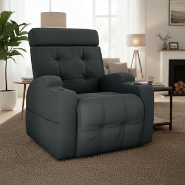 Imagem de Poltrona do Papai Reclinável Automática com USB e Porta-Copos Cherokee (Veludo Cinza)